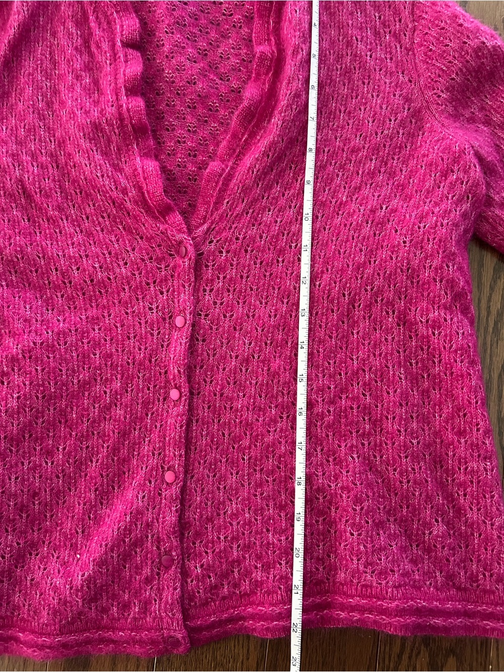 Sezane Fuchsia Pink Mohair Blend Button Cardigan - Picture 8 of 8